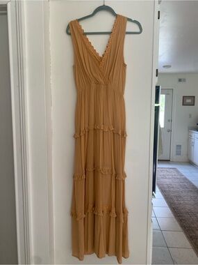 ASOS Sleeveless Tiered Maxi Dress in Peach